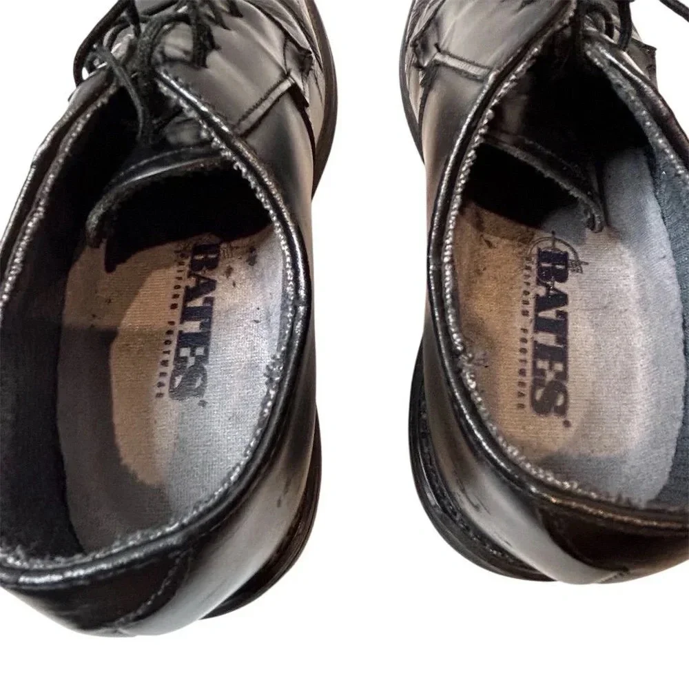 Bates Men's Black Leather Lace-Up‎ Work Oxford Shoes Size 6.5